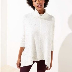 Loft Petite Flecked Turtleneck Poncho Sweater